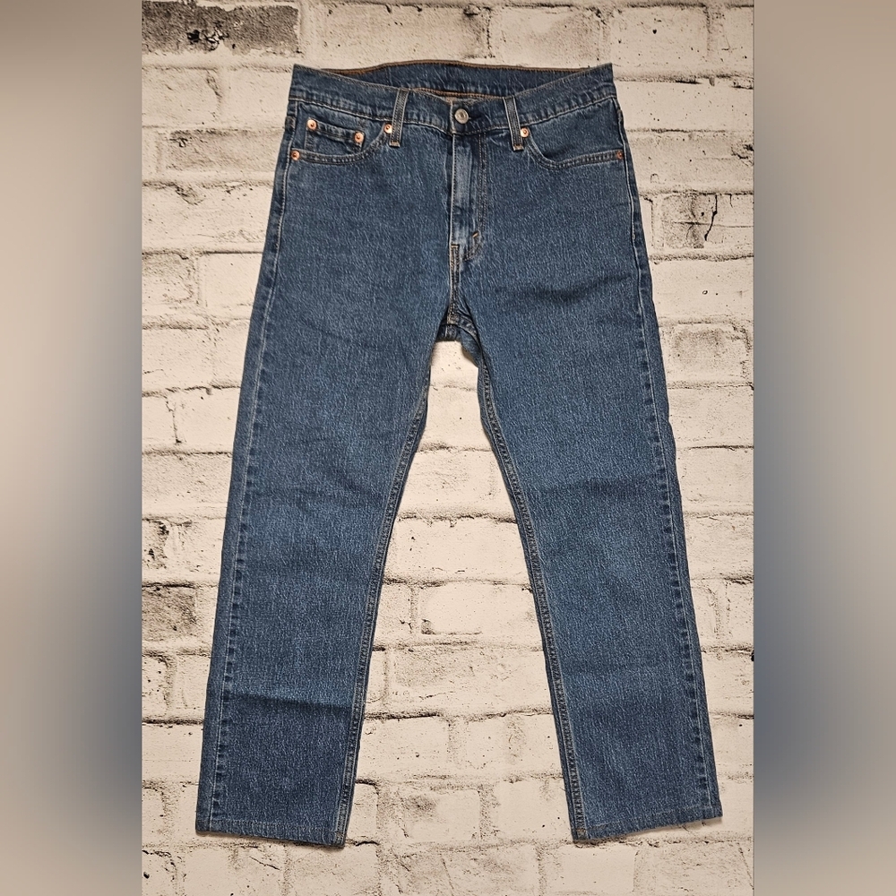 Levi’s 513 Slim Straight Jeans W30 Hemmed 27” Inseam Classic Blue - Picture 2 of 11